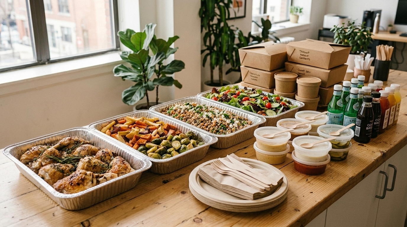 A premium Crew Table catering spread