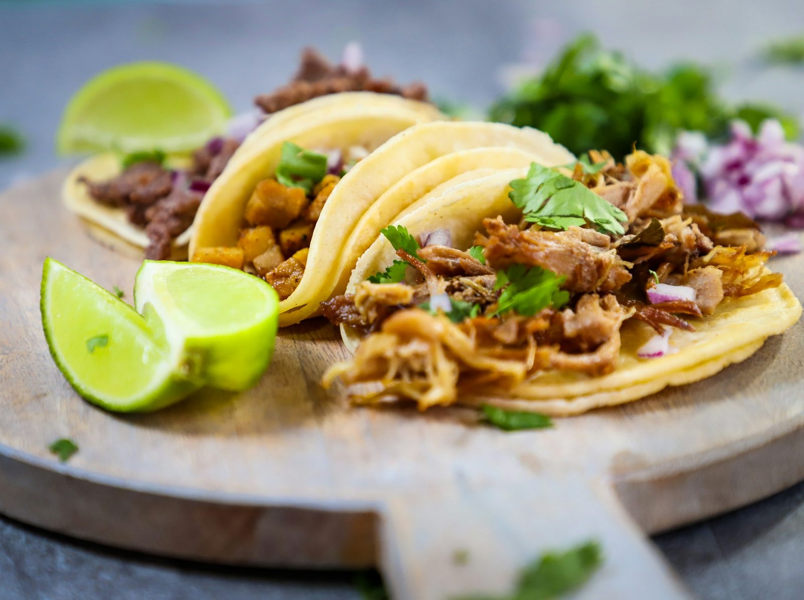 Street tacos with fresh lime and cilantro